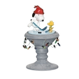 7" Peanuts Snoopy and Woodstock Playing Ice Hockey on Birdbath Rink Musical Figurine