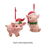 Pink Pig With Santa Hat Ornaments