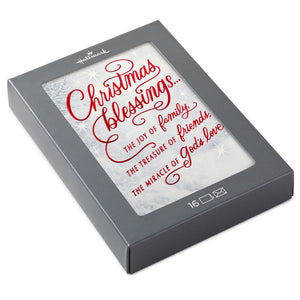 Hallmark Red Script and Snowy Evergreens Boxed Christmas Cards, Pack of 16