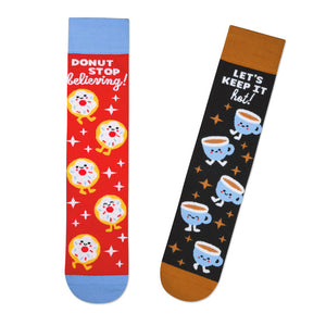 Hallmark Better Together Donut and Coffee Funny Crew Socks