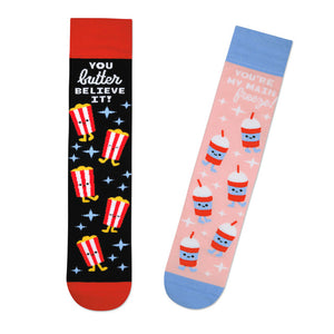 Hallmark Better Together Popcorn and Slushie Funny Crew Socks