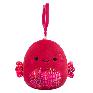 Squishmallow Barella the Raspberry Betta Fish with Hearts 3.5" Clip Stuffed Plush by Jazwares