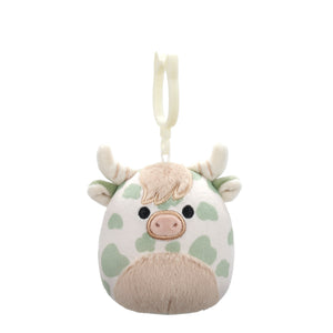 Squishmallow Celestino the Sage Green Spotted Highland Cow with Fuzzy Belly 3.5" Clip Stuffed Plush by Jazwares