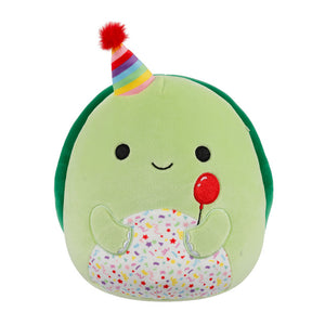 Squishmallow Henry Green Turtle with Birthday Hat and Confetti Belly Holding Balloon 8" Stuffed Plush by Jazwares