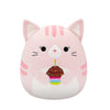 Squishmallow Laura Pink Tabby Cat Holding Birthday Cupcake 5" Stuffed Plush by Jazwares