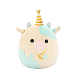 Squishmallow Belana Aqua Spotted Cow with Gold Birthday Hat and Party Horn 5" Stuffed Plush by Jazwares