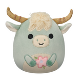 Easter Squishmallow Armie the Teal and Beige Highland Cow Holding Flower 12" Stuffed Plush by Jazwares