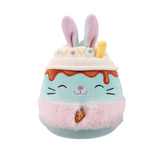 Easter Squishmallow Eaton the Light Teal Bunny Latte with Closed Eyes and Pink Fuzzy Sleeve 12" Stuffed Plush by Jazwares