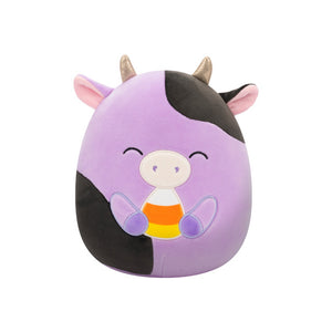 Halloween Squishmallow Alexie the Purple Cow with Closed Eyes Holding Candy Corn 5" Stuffed Plush by Jazwares