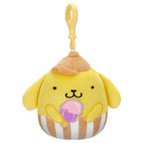 Sanrio Foodtruck Treats Squishmallow Pompompurin Holding Ice Cream 3.5" Clip Stuffed Plush by Jazwares