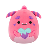 Squishmallow Mont the Pink Monster Holding Purple and Teal Monster Heart 5" Stuffed Plush by Jazwares