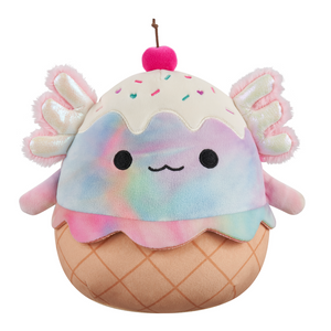 Squishmallow Tinley the Rainbow Tie-Dye Axolotl Ice Cream Sundae 5" Stuffed Plush by Jazwares