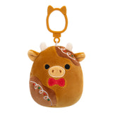 Christmas Squishmallow Jericho the Gingerbread Cow 3.5" Clip Stuffed Plush by Jazwares