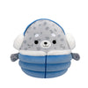 Christmas Squishmallow Odile the Grey Spotted Seal with Blue Puffer Jacket 8" Stuffed Plush by Jazwares