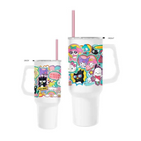 Sanrio Hello Kitty and Friends Super Cute Character Collage 40 Oz. Stainless Steel Tumbler with Straw and Handle