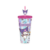 Sanrio Kuromi Flipping Pancake Icons Iridescent 24 Oz. Plastic Cold Cup with Lid and Topper Straw