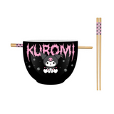 Sanrio Kuromi Metal Logo 20 Oz. Ceramic Ramen Bowl with Chopsticks