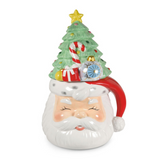 Santa and Christmas Tree Sculpted Cookie Jar, 12.5"