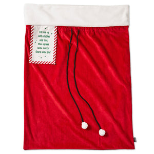 Hallmark Santa's Giving Bag Large Fabric Sack, 26x34