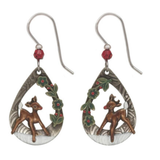 Silver Forest Earrings Deer in Teardrop Garland