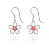 Silver Wirey Flower Pierced Earrings with Pink Coral Howlite Stone