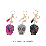 Sugar Skull Beaded Keyring 2.5"