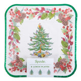 Holiday Evergreen Tree Spode Pine Cone Christmas Paper Lunch Plates 8 Count