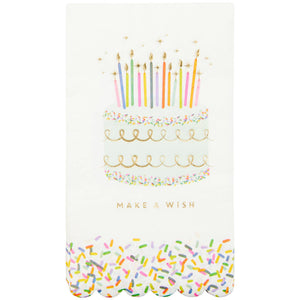 Sprinkle Birthday Cake Die-Cut Scallop Edge Paper Guest Dinner Napkins with Gold Foil Accents 16 Count 3-Ply Quality