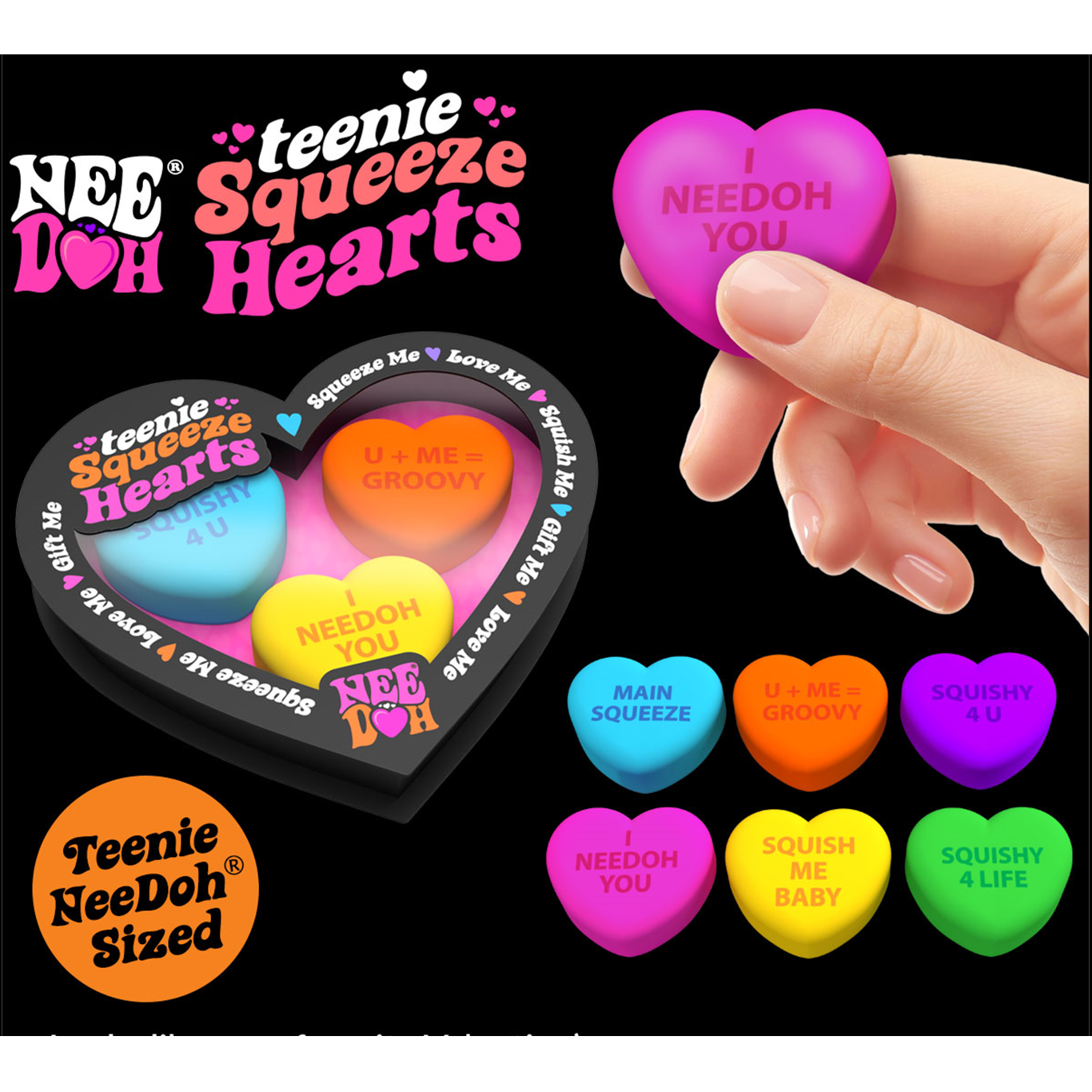 Teenie Squeeze Conversation Hearts Valentine Message Nee Doh – Steve's  Hallmark