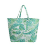 Tropical Green Leaves Quilted Tote 16" x 17" x 8" with 13" Straps