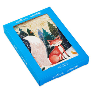 Hallmark UNICEF Fox in Forest Boxed Holiday Cards, Pack of 12