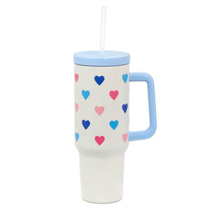 Hallmark Colorful Hearts Insulated Travel Cup With Straw, 40 oz.