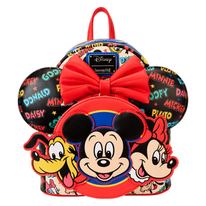 Loungefly Mickey & Friends Classic All-Over Print Mini Backpack With Ear Headband