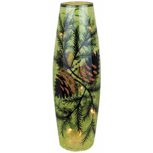 Whispering Green Pines 11.75" Lighted Large Vase