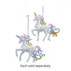 4" Magical White Iridescent Unicorn Ornaments