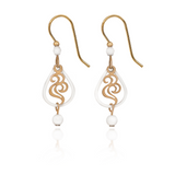 Silver Forest White and Gold Swirl Earrings