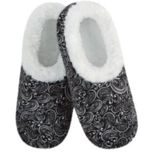 Women's Classic Cozy SnooziesÂ® White Paisley Swirls on Black