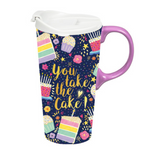 You Take the Cake Birthday Ceramic Latte Mug 17 Oz. with Gift Box