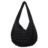 Katydid Oversized Quilted Hobo Tote Bag - Black