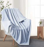 Luxuriously Soft Solid Color Sherpa Flannel Blanket Throw 50"x60"