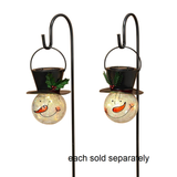 31.75" Crackle Glass Snowman Solar Shepherd Hook Yard Stake