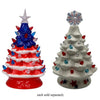 7.5" Ceramic Light Up Red White Blue Patriotic Tree with Star Top