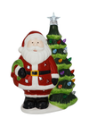 8" LED Light Up Ceramic Santa & Snowman Christmas Tree