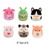 Set of 6 Valentine Squishmallows Cow, Praying Mantis, Opossum, Cat, Chinchilla, and Monster 5" Stuffed Plush by Jazwares