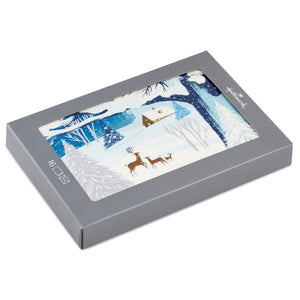 Hallmark Snowy Landscape With Deer Boxed Holiday Cards, Pack of 16