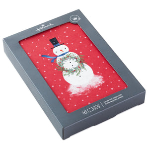 Hallmark Snowman With Wreath Boxed Christmas Cards, Pack of 16