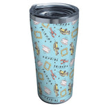 ervis Friends All Over Pattern 20 oz. Blue Stainless Steel Insulated Tumbler With Slider Lid