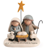 For Unto Us a Child is Born Nativity Holy Family with Star and Lambs Mini Figurine 5.25"