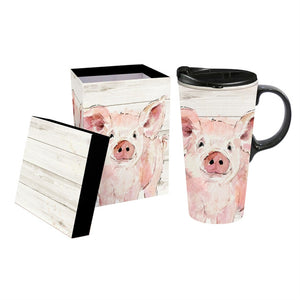 Pretty Pink Pig 17 oz. Travel Cup with Lid and Box