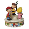 Jim Shore Charlie Brown and Friends around Christmas Musical Rotates "Spreading Christmas Cheer" Figurine